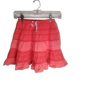 Mini Boden Girls Coral Tiered Twirl Skirt Lined Cotton Size 4/5 dobby weave